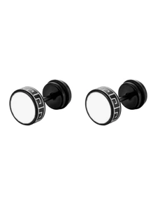 1pair Black Great Wall Pattern Earrings Suitable For Men And Women Daily Wear - Black - View 9