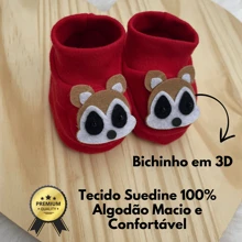 Kit 4 Sapatinho 3D Bebê Recem Nascido 100% Algodão Menino Pantufa Meia RN 0-4 Meses RN