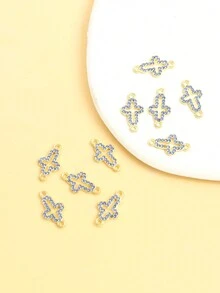 10入流行的藍色水晶十字連接器適用於製作手鐲,項鍊,耳環和diy手工製作珠寶飾品配件,男女皆可 - 金色 - 查看 2