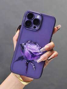 1入組薰衣草耀眼的電鍍邊框手機外殼帶白色梅花圖案,防滑熱塑性聚氨酯&耐刮擦保護膜適用於iphone系列 - 紫色 - 查看 3