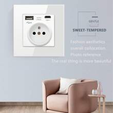 White French Plug Usb+type-c Wall Charger - White - View 6