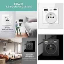 White French Plug Usb+type-c Wall Charger - White - View 3