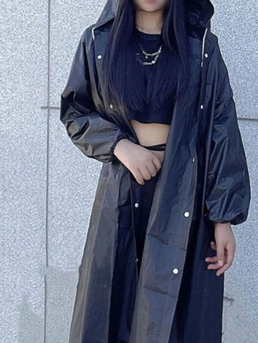 1 Miếng Đen Không thấm nước EVA Áo mưa Đối với Người lớn , Dày lên , Đúng mốt , Tuyệt vời Đối với Du lịch ngoài trời , Nhẹ , Mở Thiết kế , Mưa Áo choàng Mưa - màu đen - Xem 1