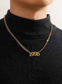 1pc Personalized Men's Stainless Steel Year Pendant Necklace, Suitable For Commemorative Purposes