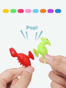 8入組柔軟矽膠爆炸式吸盤玩具,多彩可愛恐龍動物感官吸盤沐浴玩具互動遊戲兒童教育禮物（部分配件可能隨機） - 彩色 - 查看 4