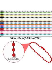 25 Cadenas De Bolas Ajustables De 4 Pulgadas Con Conector Y Llavero, Cadena De Cuentas De 2,4 Mm Para Fabricación De Joyas Y Proyectos De Manualidades, Color Aleatorio - Multicolor - Ver 2