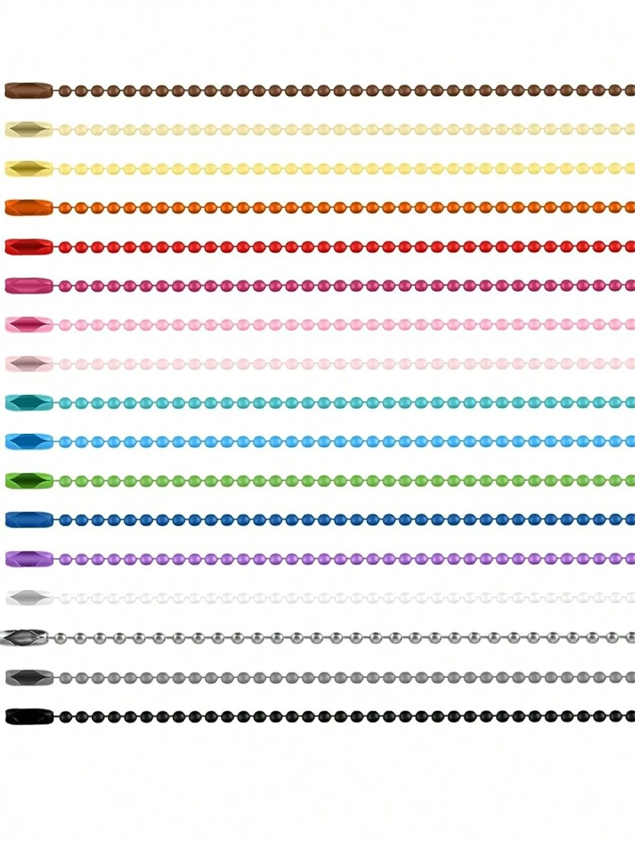 25 Cadenas De Bolas Ajustables De 4 Pulgadas Con Conector Y Llavero, Cadena De Cuentas De 2,4 Mm Para Fabricación De Joyas Y Proyectos De Manualidades, Color Aleatorio - Multicolor - Ver 1