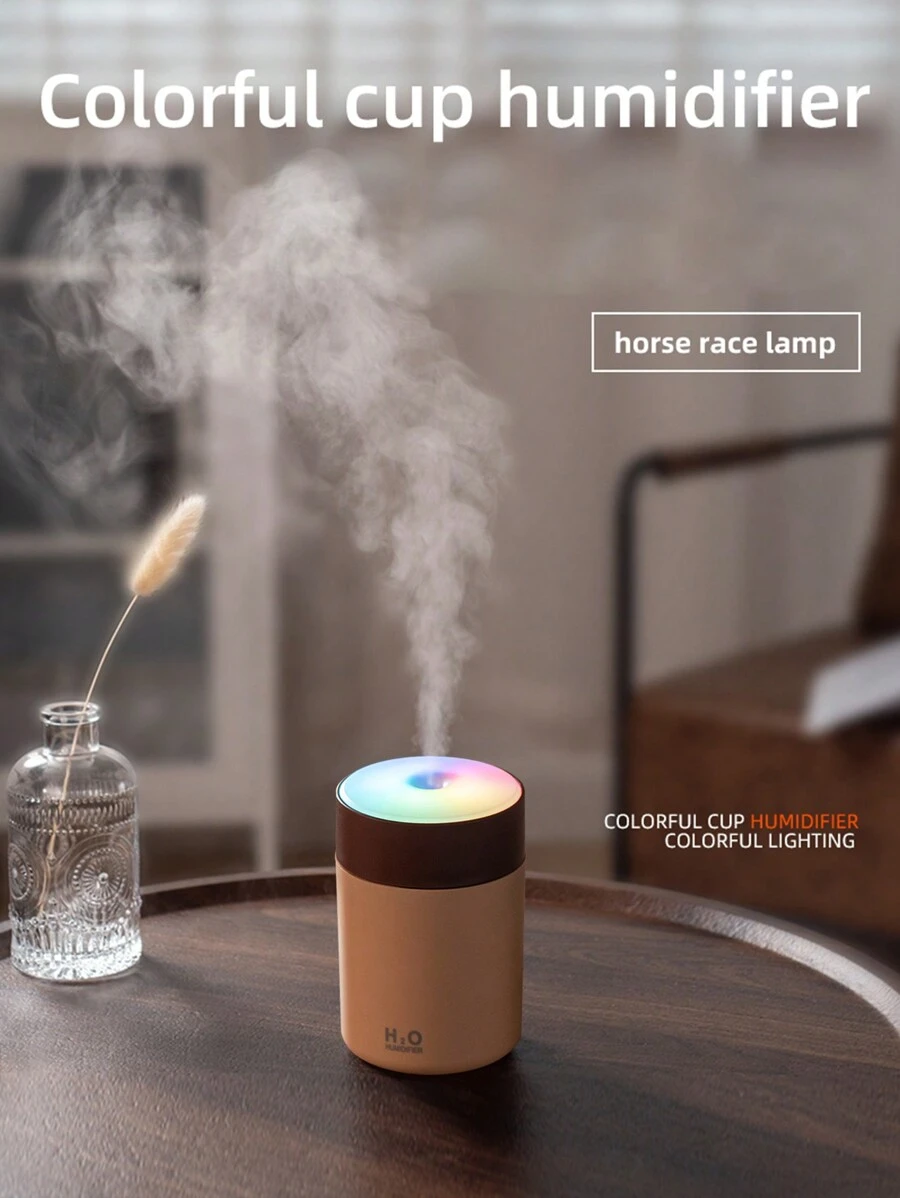 創意彩色杯加濕器,7種顏色家庭桌面usb汽車加濕器 - 咖啡棕 - 查看 1