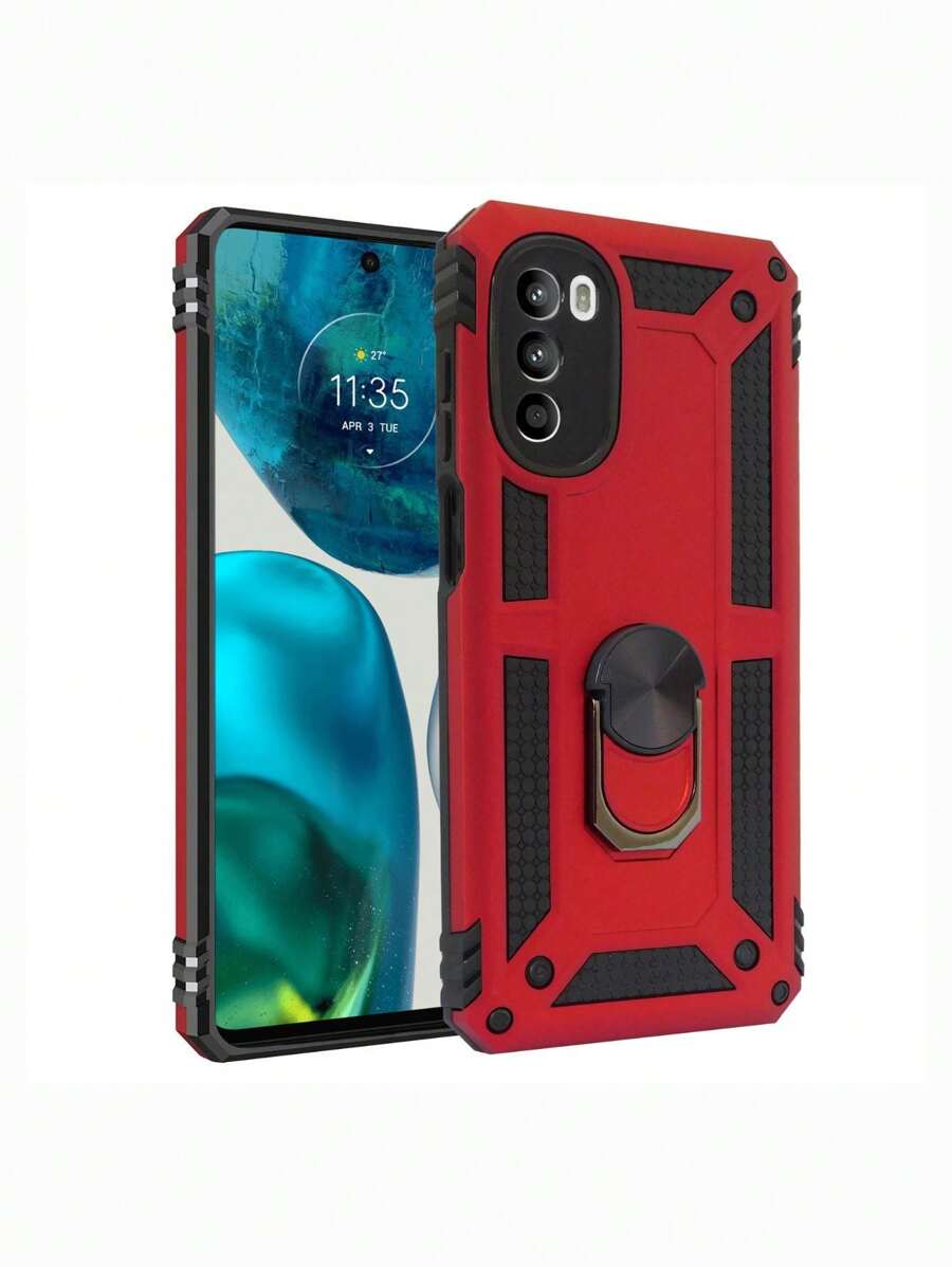 Funda Uso Rudo Para Moto G52/G82 con Anillo Capitán - Rojo - Ver 1