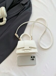 1pc Mini Fashionable Flap Handbag Suitable For Daily Outings, Shopping, Vacations - White - View 4