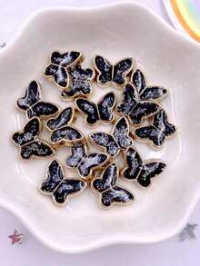 30pcs Random Mixed Color Acrylic Butterfly, Rhinestone & Resin Bead Flat Back Cabochons For Jewelry Making, Scrapbooking, Diy Craft - Multicolor - View 7