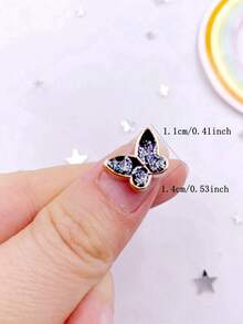 30pcs Random Mixed Color Acrylic Butterfly, Rhinestone & Resin Bead Flat Back Cabochons For Jewelry Making, Scrapbooking, Diy Craft - Multicolor - View 3