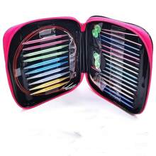 Aluminum Circular Knitting Needles Set Interchangeable Crochet Hooks Weaving Yarn Knitting Craft Tools Accessories Kit Needle - Multicolor - View 8