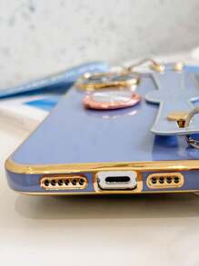 多功能電鍍防摔手機殼+金屬隱藏支架+腕帶+掛繩全功能手機殼一套,兼容 Iphone/samsung/xiaomi/oppo/vivo - 藍色 - 查看 2