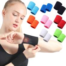 1pair Outdoor Sports Wristband, Sweat Absorbing Towel Wrist Guard, Tennis/Basketball/Fitness Wrist Support, Anti-Sprain Protective Wrist Strap, Unisex Protective Gear Gym Accessories