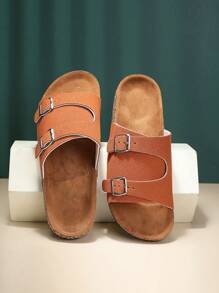 Couples' Summer And Autumn Beach Slippers, Anti-slip, Casual, Double Buckle - Orange - View 3