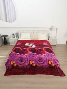 Cobijas Ligera Matrimonial Con Flores, Frazada Súper Suaves y Acogedoras, Patrón a Rayas, Super Suave y Cálida, Para Uso Durante Todas Las Estaciones (200*220 cm) - Burdeos Especial Imperial - Ver 4