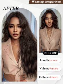 Clip In Hair Extensions Brown Color 16 CLips 24 Inch Long Water Wave Hair Extension For Girl Women Full Head Synthetic Hair Extensions Hairpieces - Brown - View 7