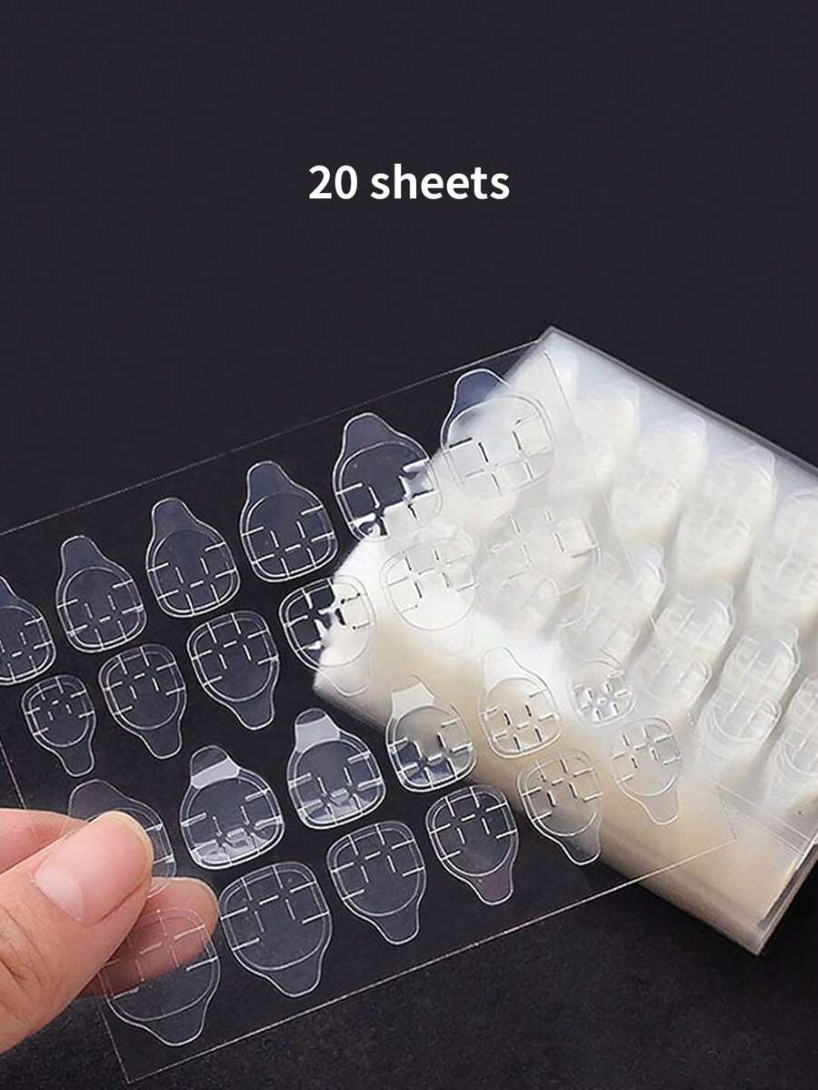 20 tờ Keo dán Không thấm nước Thoáng khí Keo dính Tính hai mặt Móng tay Thạch Hình dán Siêu Dính Móng tay giả Keo dính Hình dán Trong suốt Linh hoạt Đối với Làm móng tay - Trong sáng - Xem 1