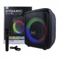 Bocina Inalambrica Dynamic 8 inch Subwoofer Circular RGB con luces y Microfono - Negro - Ver 1
