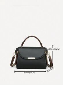 Bolso Vintage Y Minimalista De Bloque De Color - Negro - Ver 5