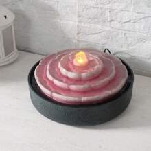 Haobos 1 件 9.8 英寸粉色莲花桌面喷泉，室内放松波浪喷泉冥想宁静喷泉带石头/LED 照明家居/办公室装饰