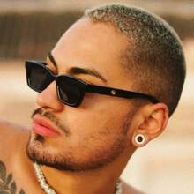 1 副方形框架眼镜，新款欧美时尚派对朋克复古眼镜，返校时尚学院风 - 黑色 - 查看 2