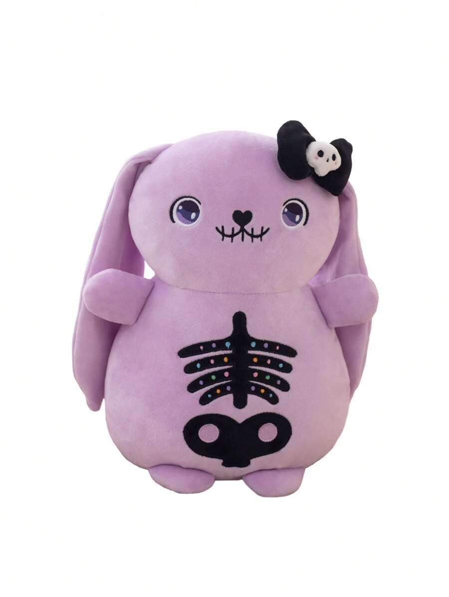 Molutian Juguete De Peluche De Conejo Esqueleto De 21cm/8.26in, Conejo Loco De Peluche Gótico De Fantasmas, Decoración De Fiesta De Conejo Aterrador, Cojín De Animal De Peluche De Conejo Decorativo Abrazable Para Regalo De San Valentín - Morado - Ver 1