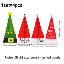 1套(4入組) - 聖誕帽形餐具袋,創意餐具收納袋,為聖誕裝飾和節日氛圍營造設置 - 彩色 - 查看 2