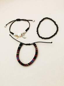 3入組時尚手工編織手鍊,適合日常女性佩戴