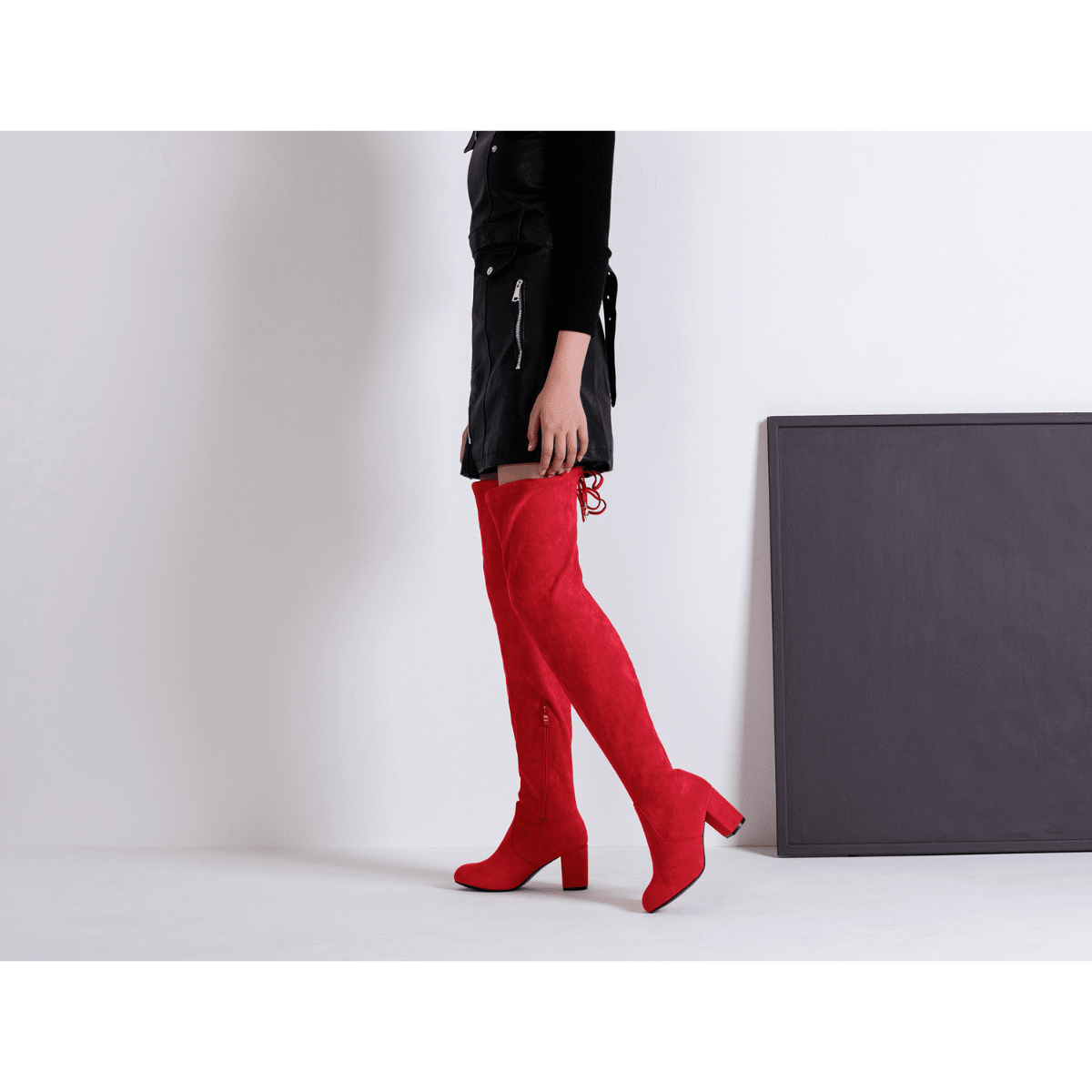 Vepose Women's Thigh High Over The Knee Boots - Suede Long Boots With Inner Zipper, Khaki, Size 10