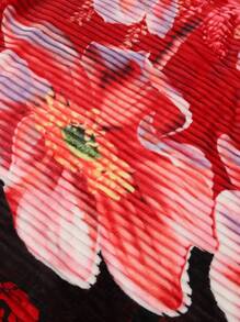 Cobijas Ligera Matrimonial Con Flores, Frazada Súper Suaves y Acogedoras, Patrón a Rayas, Super Suave y Cálida, Para Uso Durante Todas Las Estaciones (200*220 cm) - Rojo Rubí - Ver 5