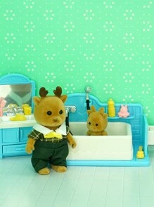 Random Set Of 4 Clothes For Reindeer Family (Excludes Furniture) Diy Simulation Animal Mini Doll House Girls' Gift Birthday Present For Kids' Intellectual Toy Doll Clothes Random,Girls Mini Toys,Toys For Girls 3,Kid Girl Toys - Brown - View 3