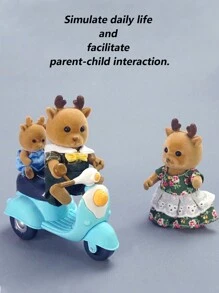 Random Set Of 4 Clothes For Reindeer Family (Excludes Furniture) Diy Simulation Animal Mini Doll House Girls' Gift Birthday Present For Kids' Intellectual Toy Doll Clothes Random,Girls Mini Toys,Toys For Girls 3,Kid Girl Toys - Brown - View 2