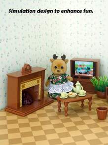 Random Set Of 4 Clothes For Reindeer Family (Excludes Furniture) Diy Simulation Animal Mini Doll House Girls' Gift Birthday Present For Kids' Intellectual Toy Doll Clothes Random,Girls Mini Toys,Toys For Girls 3,Kid Girl Toys - Brown - View 4