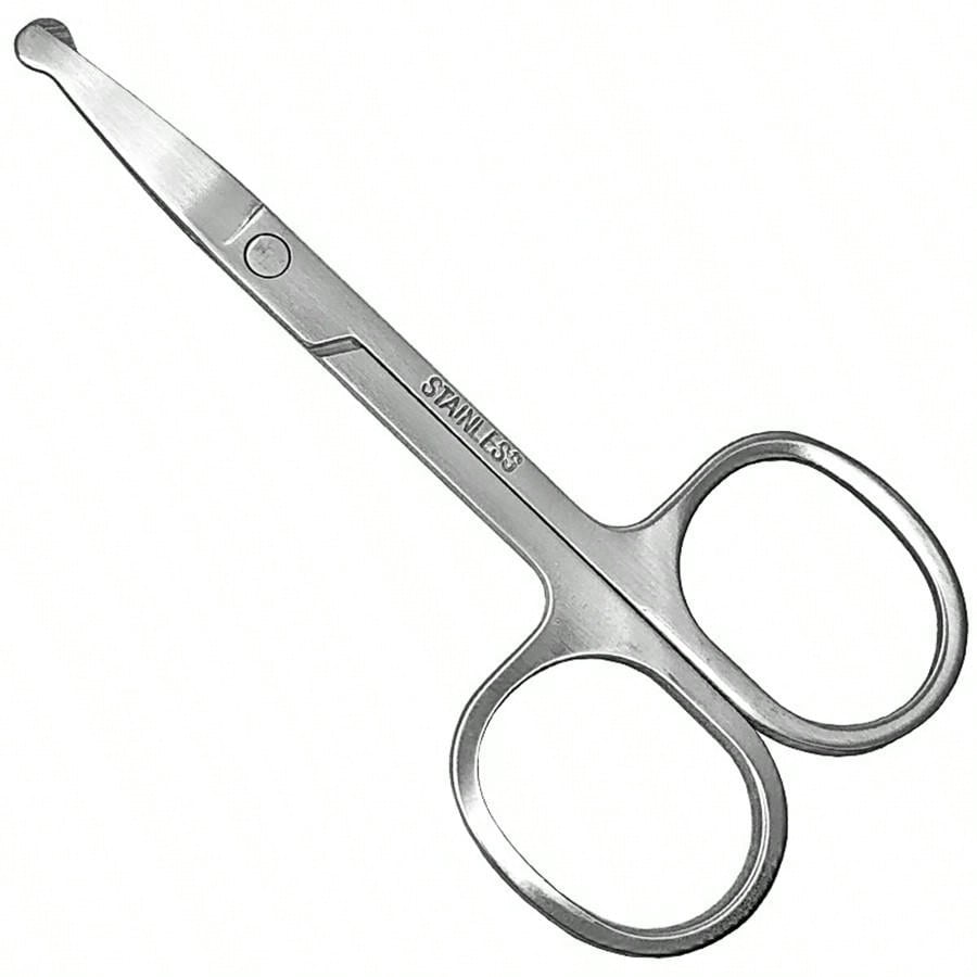 Round-tip Nose Hair Scissors, 8.8cm Long Stainless Steel Safe Trimming ...