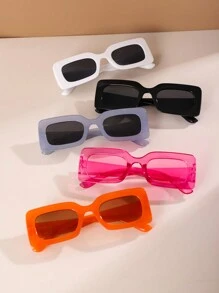 5副/套 时尚方形Y2K风格眼镜，适合夏季海滩，街头风時尚眼鏡配饰，沙滩眼镜，打造街头潮流造型，搭配毛衣、夹克、卫衣、连帽衫、皮裤和工装裤，是夏季海滩度假、户外活动和旅行的理想之选。 - 彩色 - 查看 3