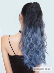 24英寸长卷曲马尾假发片，夹式爪形合成假发，自然逼真，女士，海军蓝 - 彩色 - 查看 3