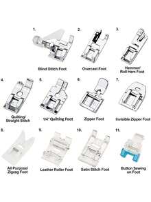 11 piezas Prensatelas para máquina de coser Set - Plateado - Ver 3