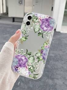 1 Ốp điện thoại có hoa văn màu kem trong suốt hình hoa màu tím Tương thích với Apple/Samsung/Xiaomi/Redmi - Trong sáng - Xem 3