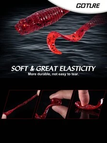 GOTURE 20pcs Red Fishing Capuchin Soft Bait, PVC Material, Suitable for Various Fishing Groups, For Bass Trout Walleye - Red - View 6