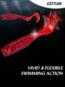 GOTURE 20pcs Red Fishing Capuchin Soft Bait, PVC Material, Suitable for Various Fishing Groups, For Bass Trout Walleye - Red - View 5