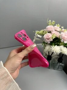 1pc Shockproof Glossy Tpu Painted Floral Printed Phone Case In Pink Compatible With Iphone - Multicolor - View 4