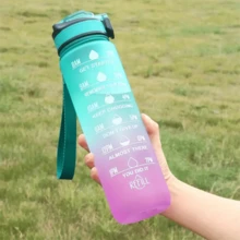 1pc Gradient Sports Water Bottle - 32oz Leakproof Inspirational Time Marker Bottle With Straw, Suitable For Outdoor Sports, Hiking, Camping, And Traveling - Bpa-free, Easy To Carry And Clean - Blue - View 9