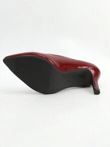 Women's Pointed Toe Stiletto High Heels Low Vamp Pumps - Burgundy - View 7