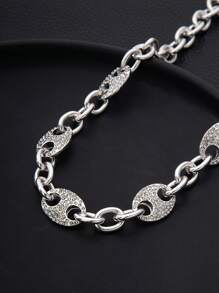 1 pieza Collar de cadena guay con elegante con Diamantes de imitación - Plateado - Ver 2