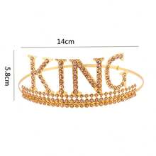 Diadema De Corona De Cumpleaños De Hombre Con El Atrezo De Peinado Y Decoración De Diamantes De Imitación Para La Fiesta - diamante champán dorado - Ver 2