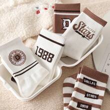 4双袜子随机发女春秋学生中筒时尚韩版一体式长筒情侣运动女生美腿丝袜适合日常用 - 彩色 - 查看 2