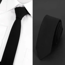 1pc Men's Black Classic Simple Handmade Necktie For Daily Use - Black - View 2