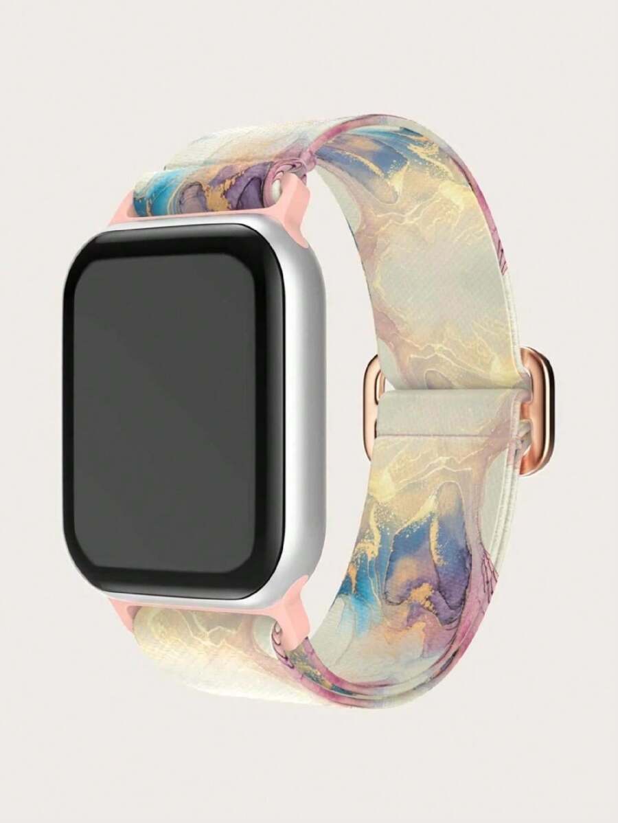 大理石圖案彈力尼龍編織錶帶兼容apple Watch 38/40/41/42/44/45/49 毫米,可調節柔軟彈性單圈運動錶帶適用於ultra/se/8/7/6/5/4/ 3/2 系列/1 女 男 - 玫瑰粉 - 查看 1